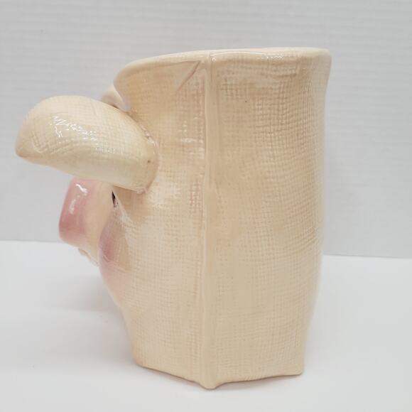 Handpainted Ceramic Smiling Pig Flowerpot Canister Vase Rosie Cheeks Texture '91 - Picture 6 of 12